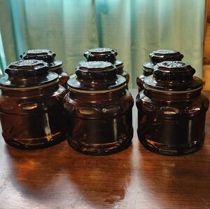 Set of Brown Glass Jars